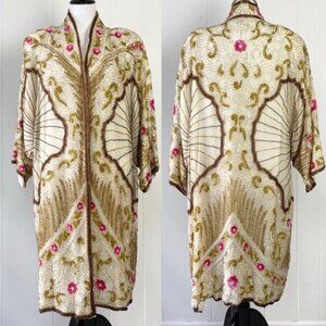 VINTAGE GUNIT STUNNING BEADED SILK JACKET Plus Size 26 1x/2x/3x Ornate Lined